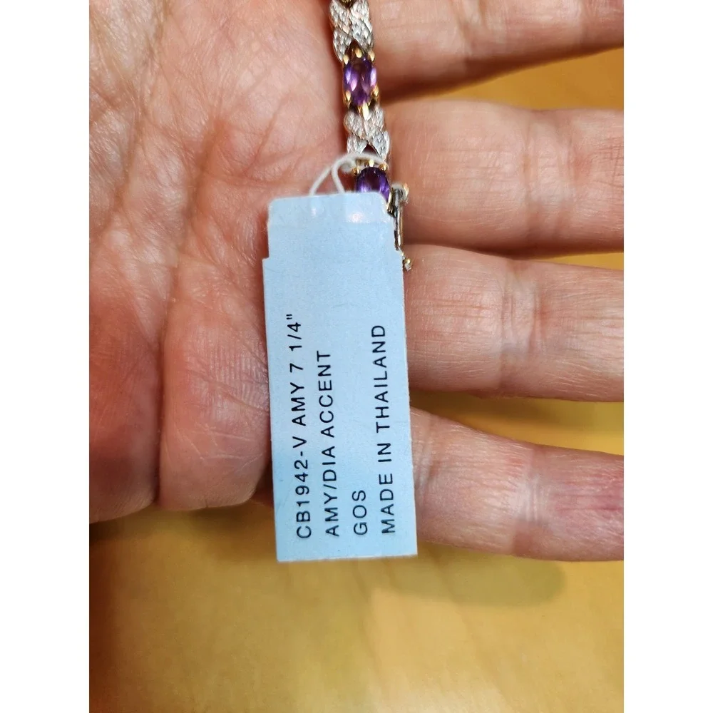 Sterling Silver Amethyst Tennis‎ Bracelet 7.25